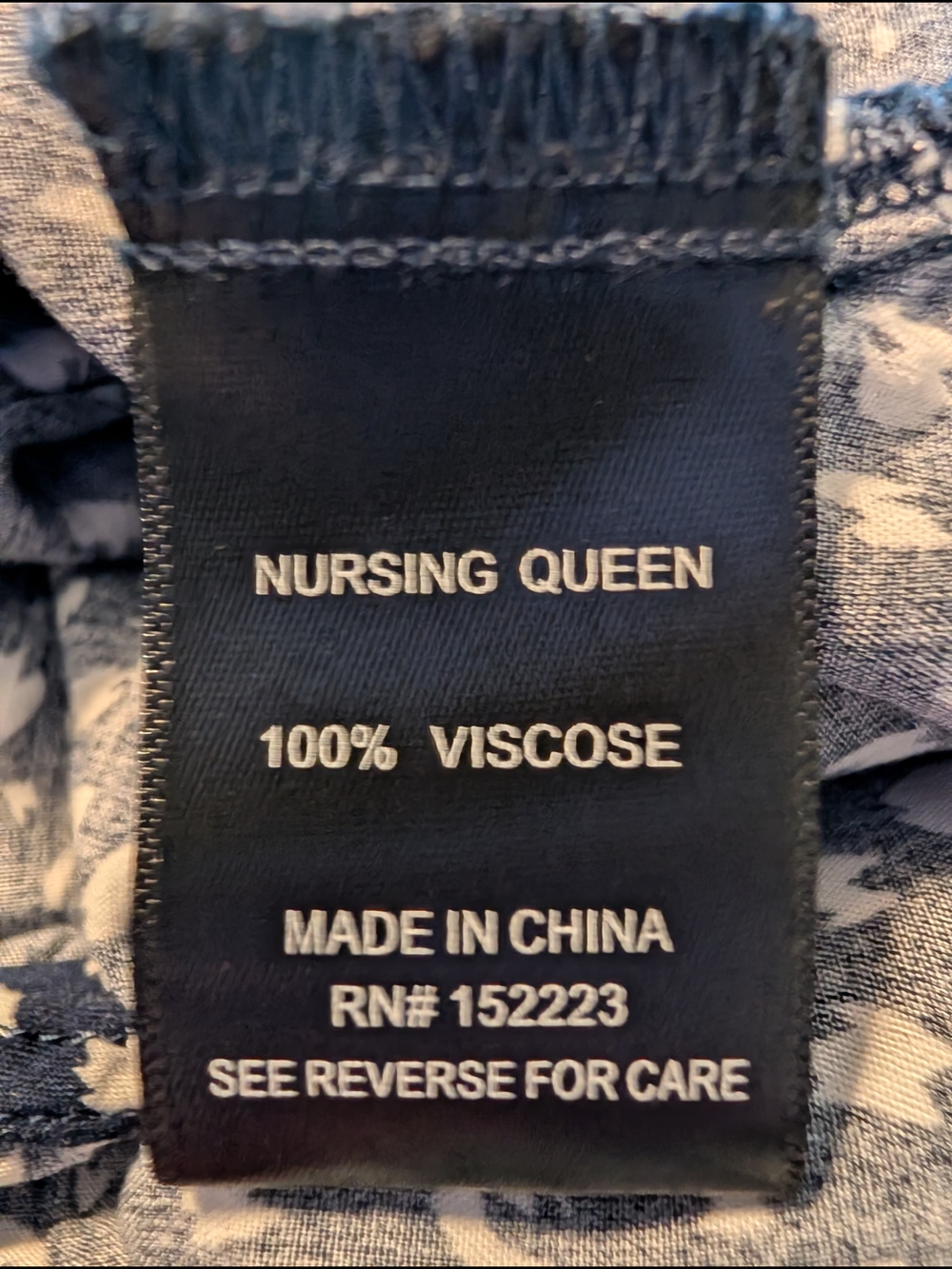 Nursing Queen Navy Blue White Printed Flutter Sleeve Blouse - Picture 4 of 4